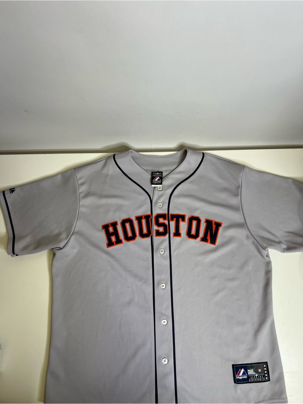 Majestic Houston Astros MLB Baseball Jersey Gray Button Front Men's - Size XL